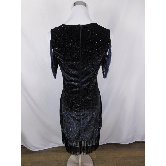 Small Black Gold 1920s Flapper Fringe Dress Glam - Picture 6 of 11